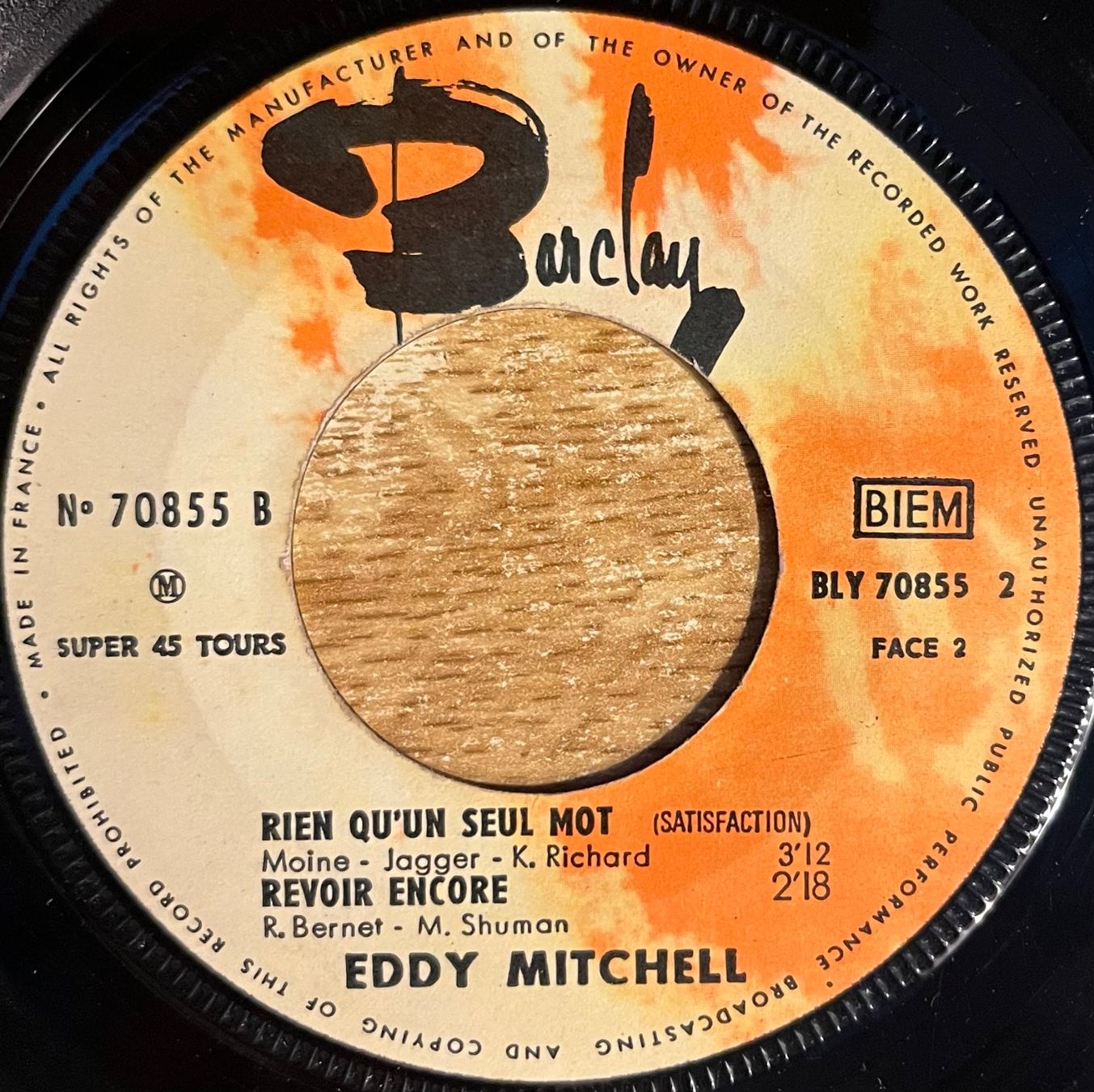 Dischi in vinile: EDDY MITCHELL - RIEN QU'UN SEUL MOT – Usato da Bussigny venduto da vinyl-pas-cher 2