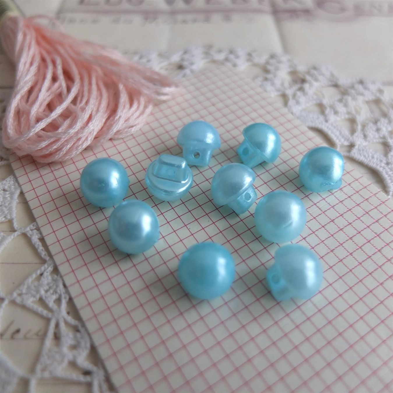 Bottoni: 10 x Knopfe boutons perle Shabby Chic bleu – Nuovo (secondo la descrizione) da Meyrin venduto da laservette99