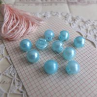 10 x Knopfe boutons perle Shabby Chic bleu