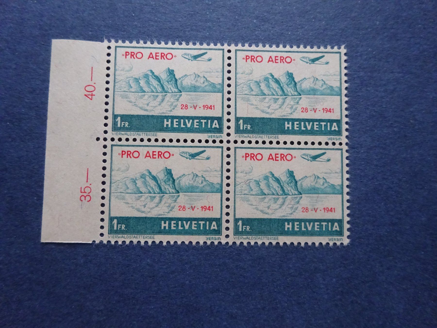 Tutti i francobolli: 1941 F35 4er Block vom Bogenrand postfrisch** – Usato da Appenzell-Steinegg venduto da adi1975