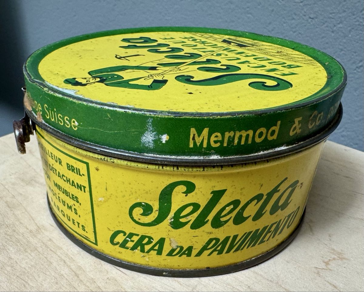 Barattoli: Alte Blechdose SELECTA Bodenwichse Mermod & Co. – Usato da Rothrist venduto da Luckywinner 4
