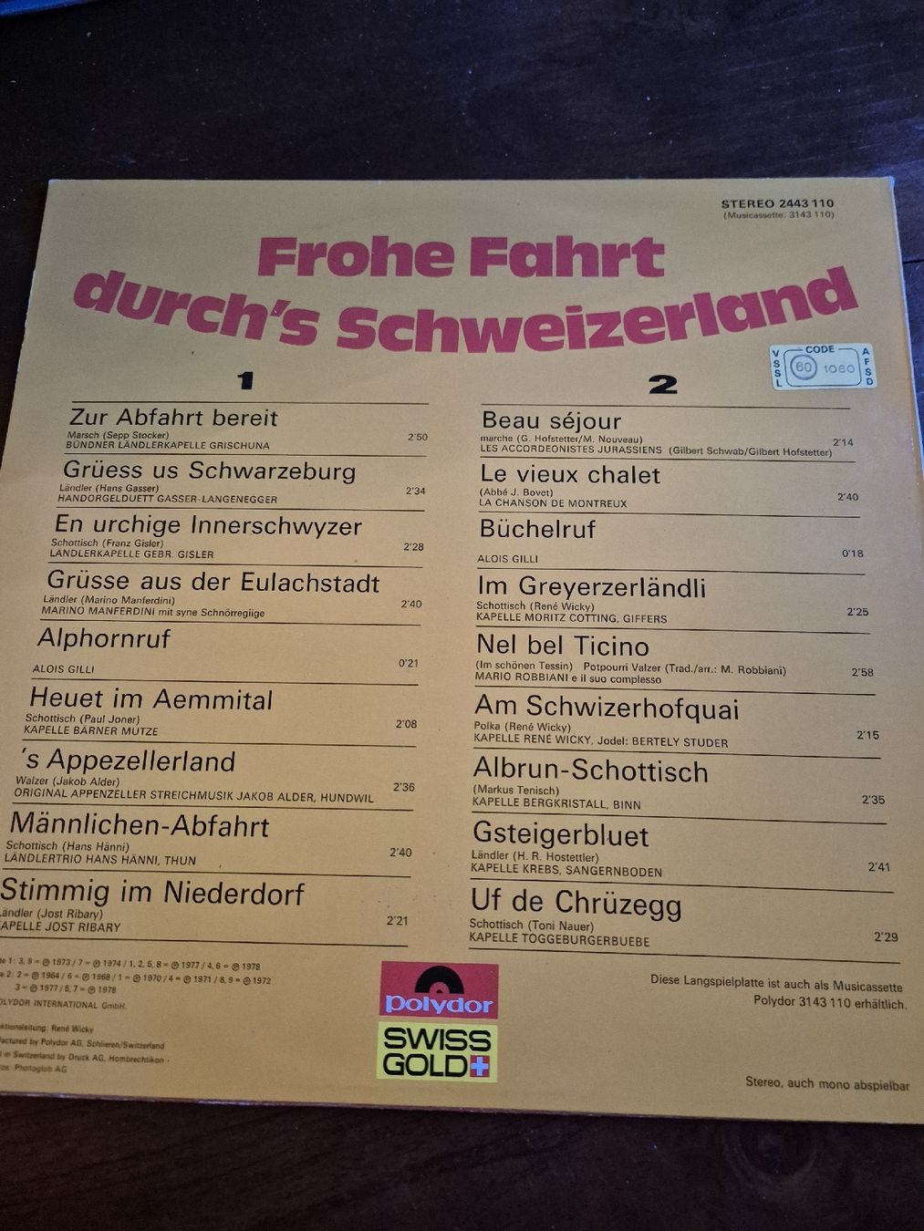 Schallplatten: Frohe Fahrt durchs Schweizerland Polydor  – Gebraucht aus Grandval von JeroenK 1
