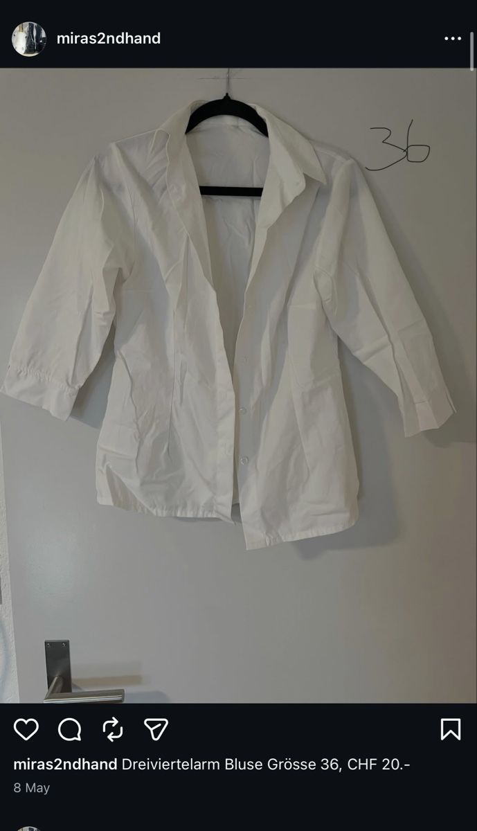 Camicette: White 3/4 Sleeve Blouse - Size 36 - Great Condition! – Usato da Chur venduto da aar_9sh7