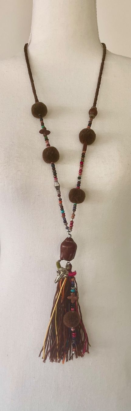 Catenine: Stylisch Boho Kette mit Perlen, Quaste & Pompons – Usato da Weiningen ZH venduto da san_7hsm