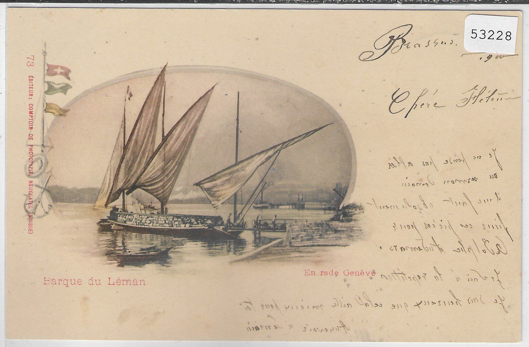 Cartoline postali: Barque du Leman - En rade Geneve - Litho – Usato da Ettingen venduto da Kartenplanet