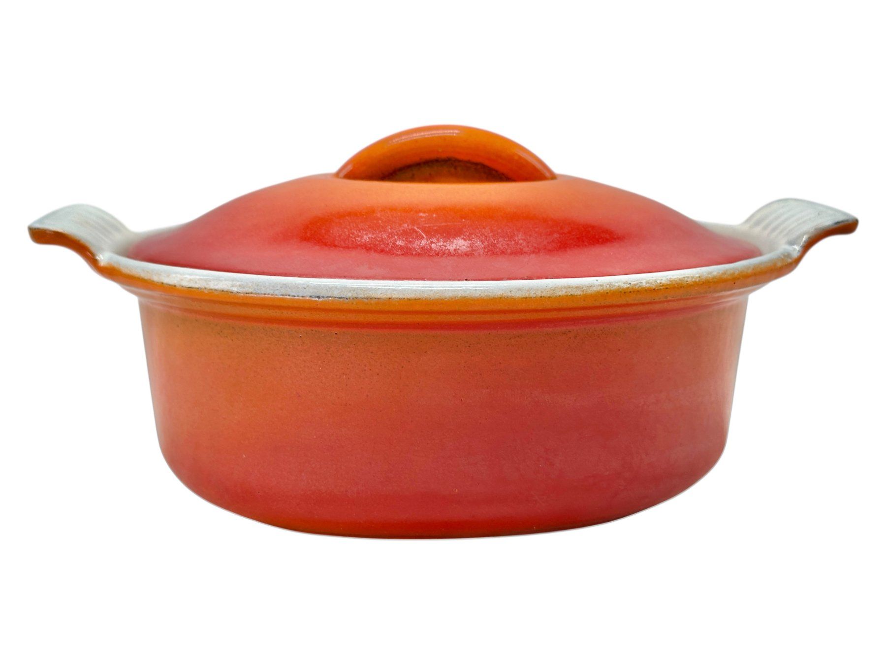 SUPERBE LE CREUSET France cocotte ovale en fonte émaillée orange EUR 39