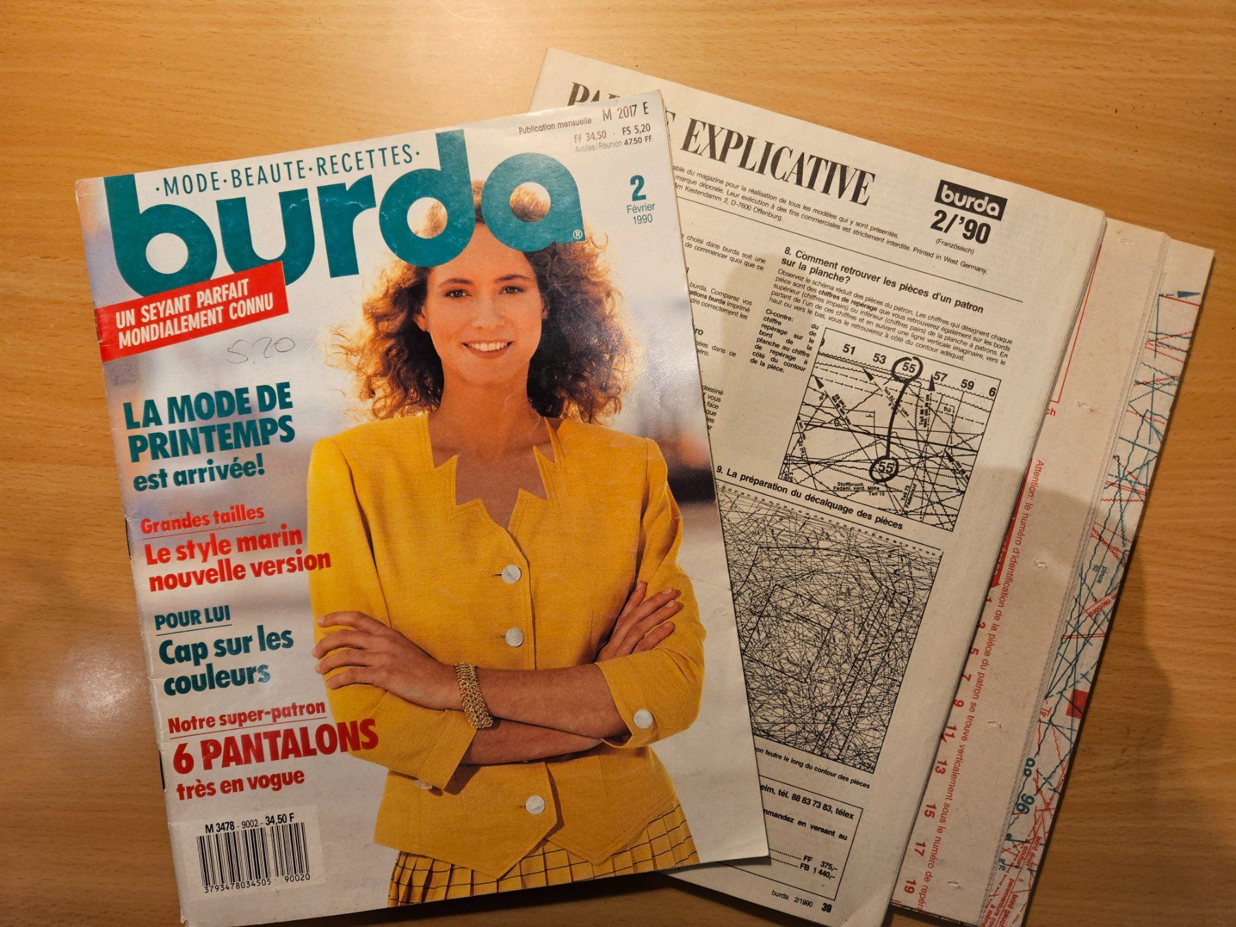 Schnittmuster: Burda mode printemps_pantalons_style marin 02/1990 – Gebraucht aus Lausanne von tal_01