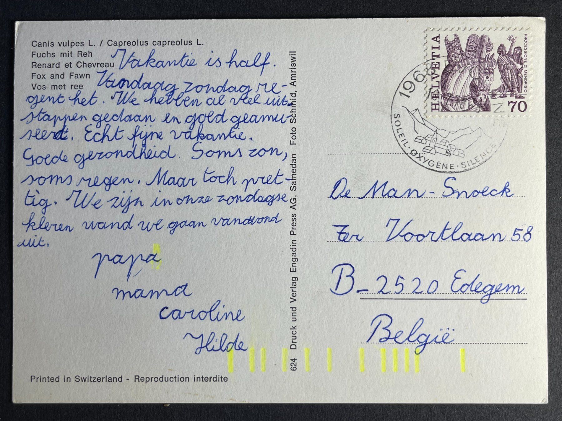 Cartoline postali: Fuchs mit Reh - Foto Schmid, Amriswil – Usato da Steg VS venduto da _vinci_ 1