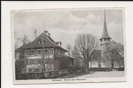AK 1929 Schüpfen -Kirche und Pfarrhaus