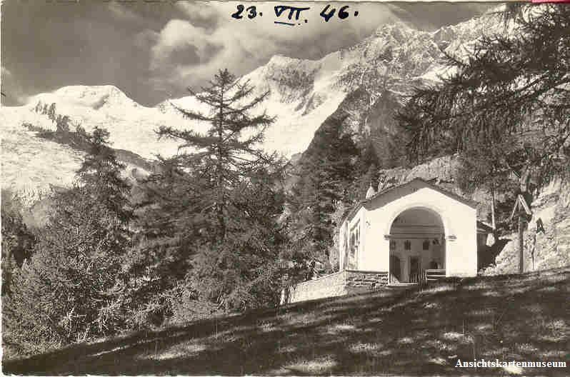 Cartoline postali: Saas Fee - Kapelle + 1946 – Usato da Emmenbrücke venduto da teestube