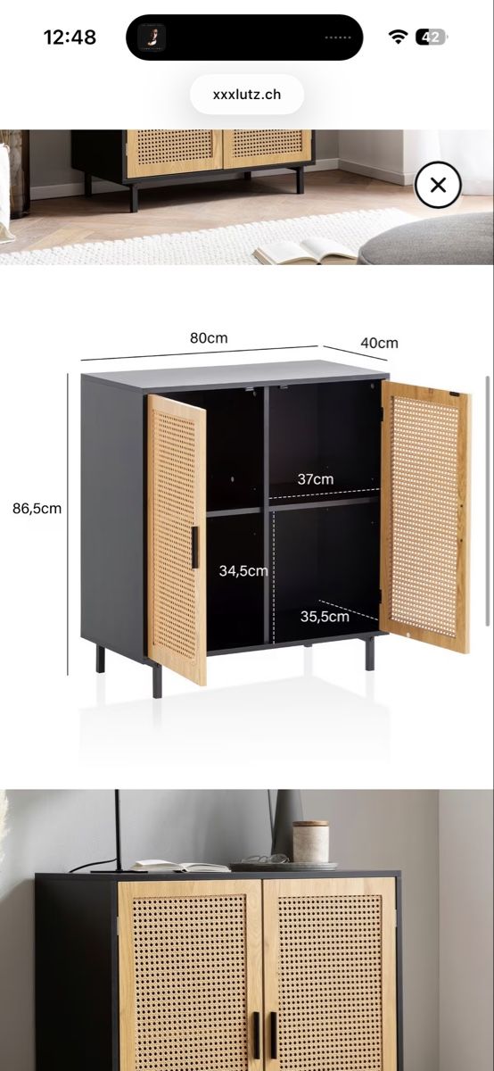 Pfister Kommoden: Schwarze Kommode mit Rattan, top Zustand – Gebraucht aus Zürich von lis_2v55 1