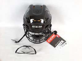 CCM SR-Hockeyhelm mit Käfig (Schwarz, M)