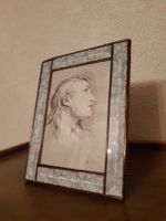Magnifique Cadre Photo Métal+Verre épais- Vintage - 21x19 cm