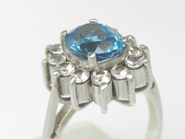 Ringe: Vintage Ring Silber 835 blauer weisser Topas Gr. 58 – Gebraucht aus Ermatingen von Decovin 4
