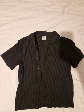 New Zara Shirt Black Short Sleeve Size M
