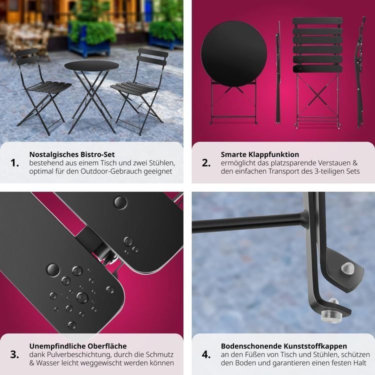 Set de table et chaises: Gartenmöbel Bistro Set Klapptisch mit 2 Stühlen VALENTIN – Neuf avec emballage d'origine à Lachen SZ par sw3zzy 2