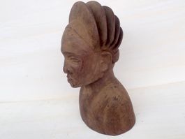 Schnitzerei Kunst Holz Büste Afrika Vintage Asien Skulptur