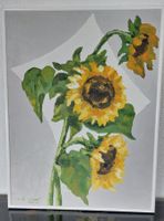 Sonnenblumen Gemälde, signiert, Jahrgang 1978,