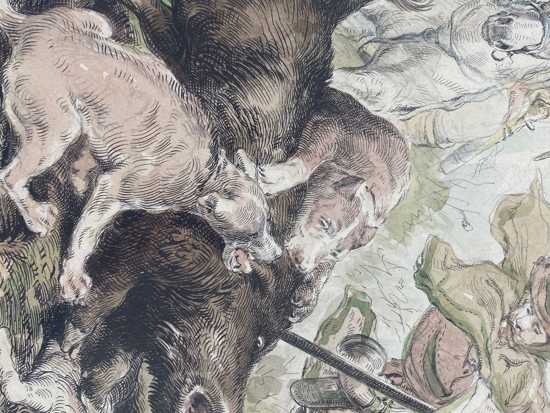 Gemälde: Anton Wessely – Wildschweinjagd – Gebraucht aus Basel von bigmbh 4