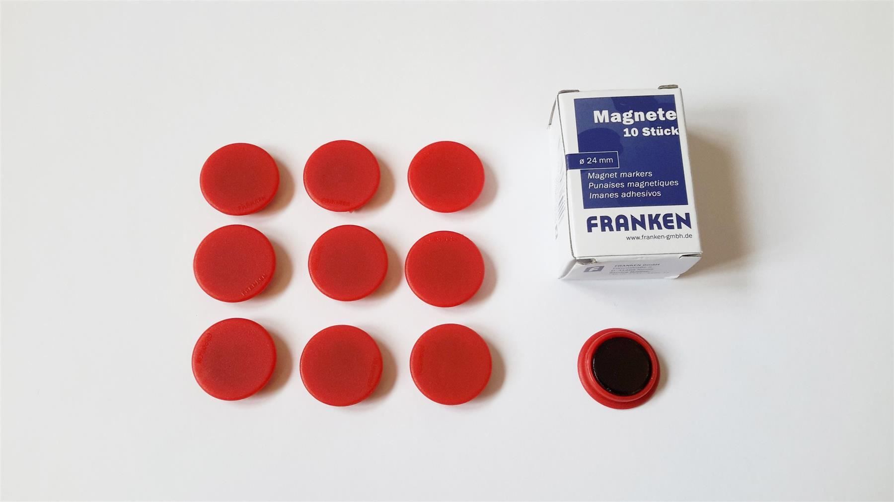 Magnete: Magnete 10 Stück, 24 mm, rot – Neu und originalverpackt aus St. Gallen von cointec 1