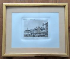 Aquatinta: Zürich - Der Weinplatz um 1838 (F. S. Füssli)