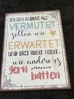 Wandschild "Ich bin anders..." Spruch Blechschild Deko Shabb