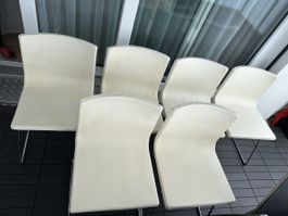 6x IKEA Lederstühle Cream Weiss