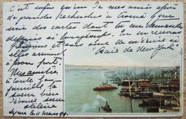 ALTE AK NEW YORK HAFEN 1899 MIT RASIERKLINGENSTEMPEL