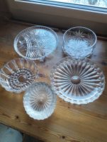 Kristallglas Schalen und Teller Set, 9 Teile, Vintage