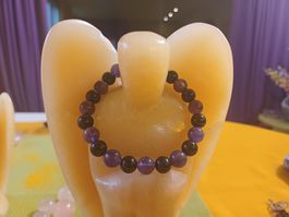 Amethyst und schwarzer Turmalin Armband