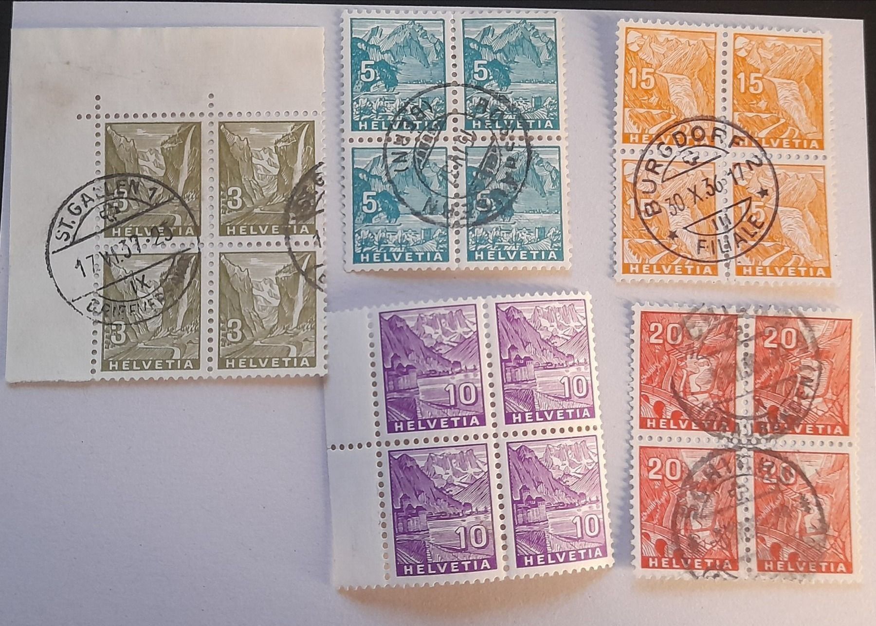 Tutti i francobolli: Landschaftsbilder Blocks kat ca 270.- – Usato da Balgach venduto da SIMEON27