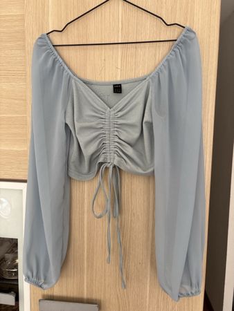 Damen Oberteil Shein langarm hellblau Gr M 38