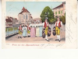 Appenzellerland 1903 mit Stabst. Appenzell + Bahnstempel