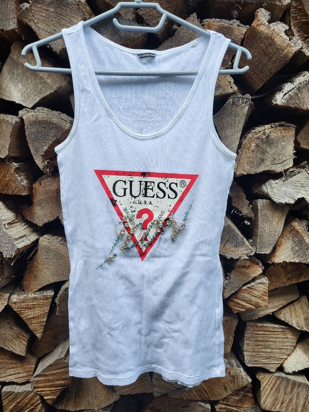 Guess Tops: Tanktop Trägershirt Guess 'Icon' weiss – Gebraucht aus Dorf von Mischa2010