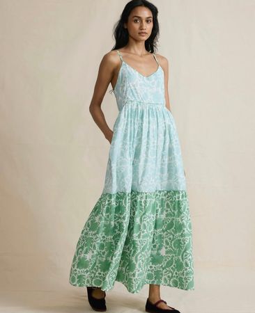 DAYDRESS Maxikleid «Dawn» Block-Print Handmade Gr. S