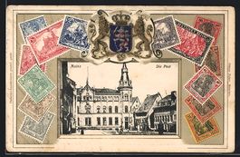 Präge-AK Mainz, Die Post, Wappen und Br