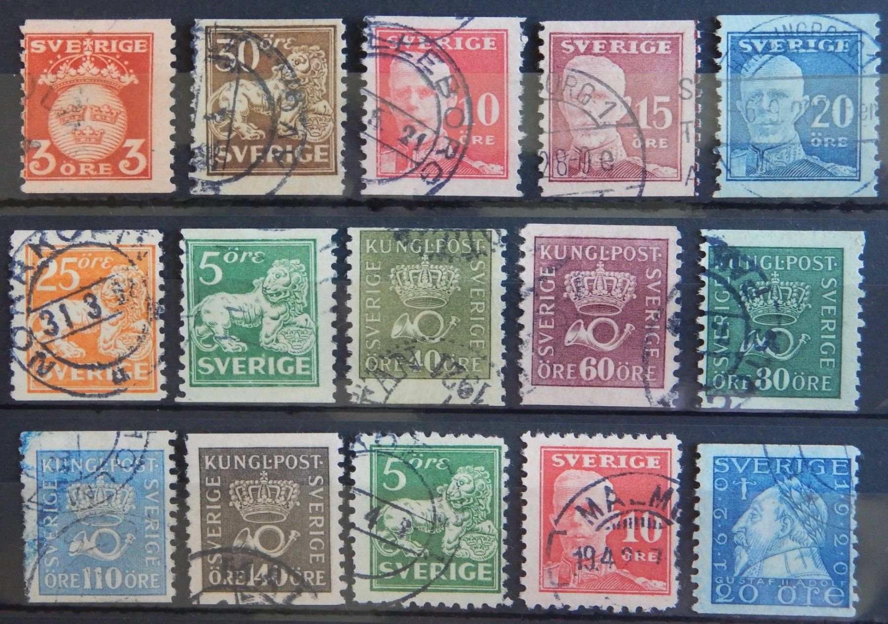 Tutti i francobolli: Schweden ex. Kat. 125-137 gest. 1920 – Usato da Zürich venduto da Muehlekauf