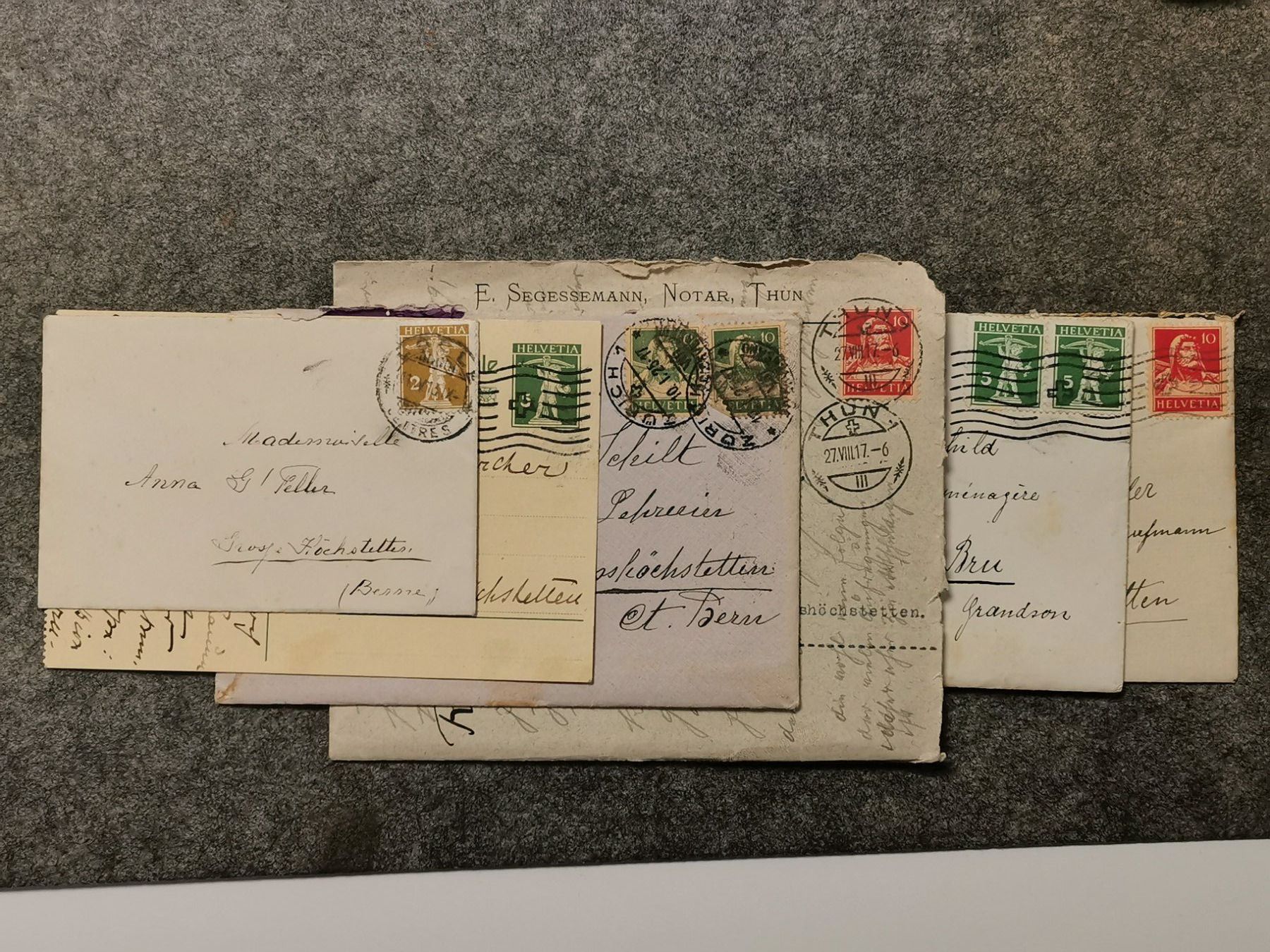 Alle Briefmarken: Lot: 6 Briefe mit Marken 1913 - 1917 – Gebraucht aus Hohenrain von mr10