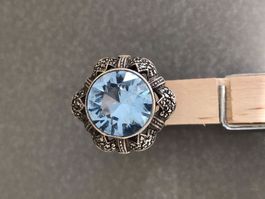 Theodor Fahrner Aqua Markasit Ring Rg54 strahlend imposant