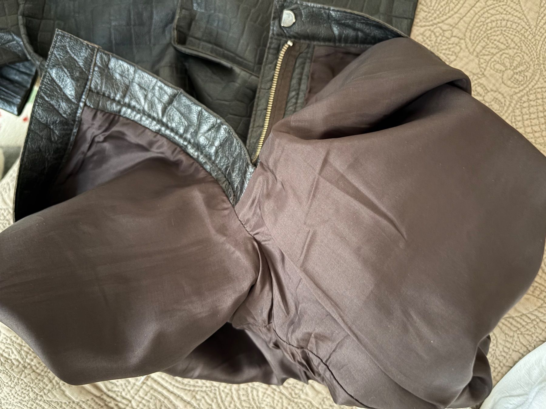 Pantaloni: Dark Brown Leather Trousers - Croco Press – Usato da Luzern venduto da AM2nd 6