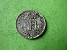 Grossbritannien 1946, 6 Pence - Silber