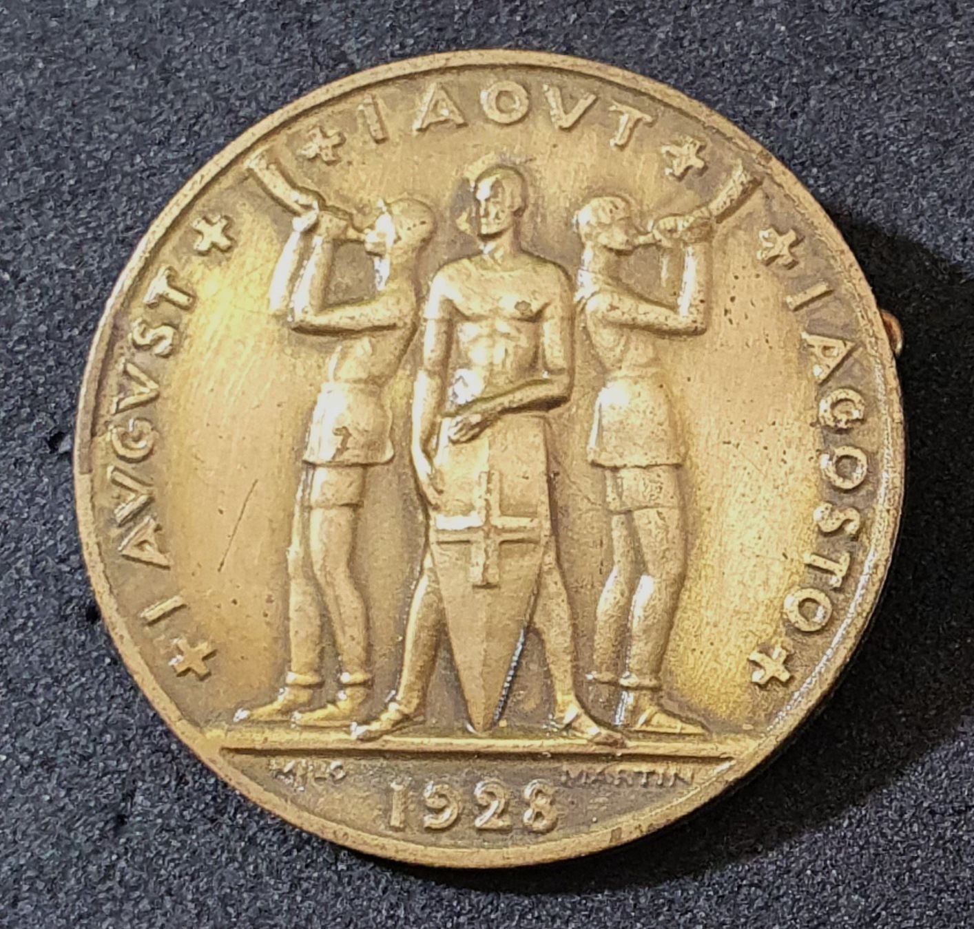 Broschen & Nadeln: V034 - Brosche 1. August 1928 – Gebraucht aus Reinach BL von Boston-Verkauf 1