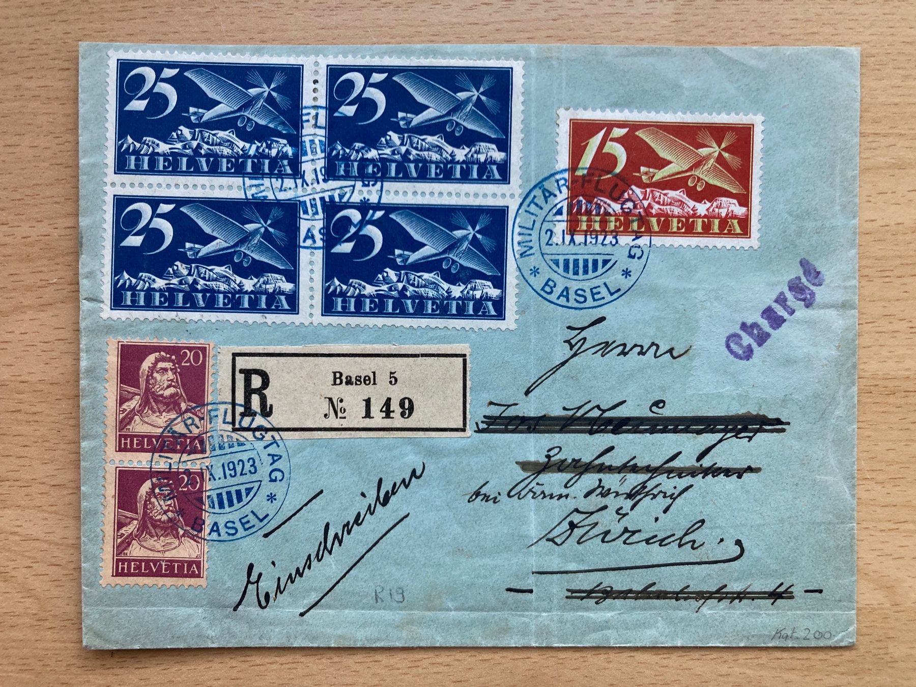 Tutti i francobolli: Flugpostbrief 1923 Basel Militärflug – Usato da Aesch BL venduto da Geowaz