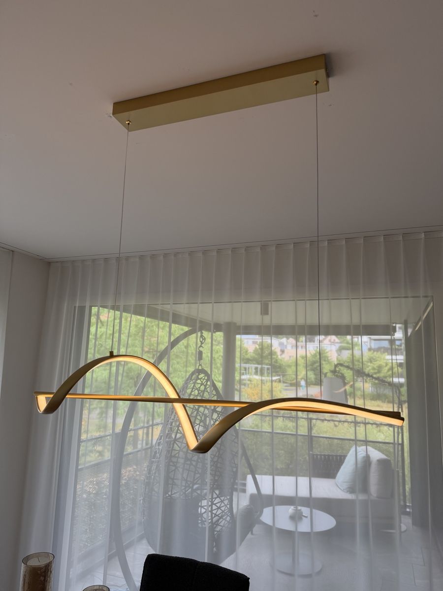 Kronleuchter & Deckenlampen: Hängeleuchte modern LED Messing Optik mit Stoffschirm neu – Neu (gemäss Beschreibung) aus Wiesendangen von Namoli123