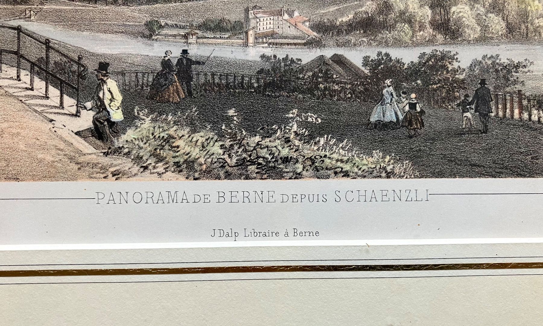 Grafica & Litografie: Farblithographie BERN 1860, Rahmen über Eck vergoldet – Usato da Bern venduto da Kiakiaora 2