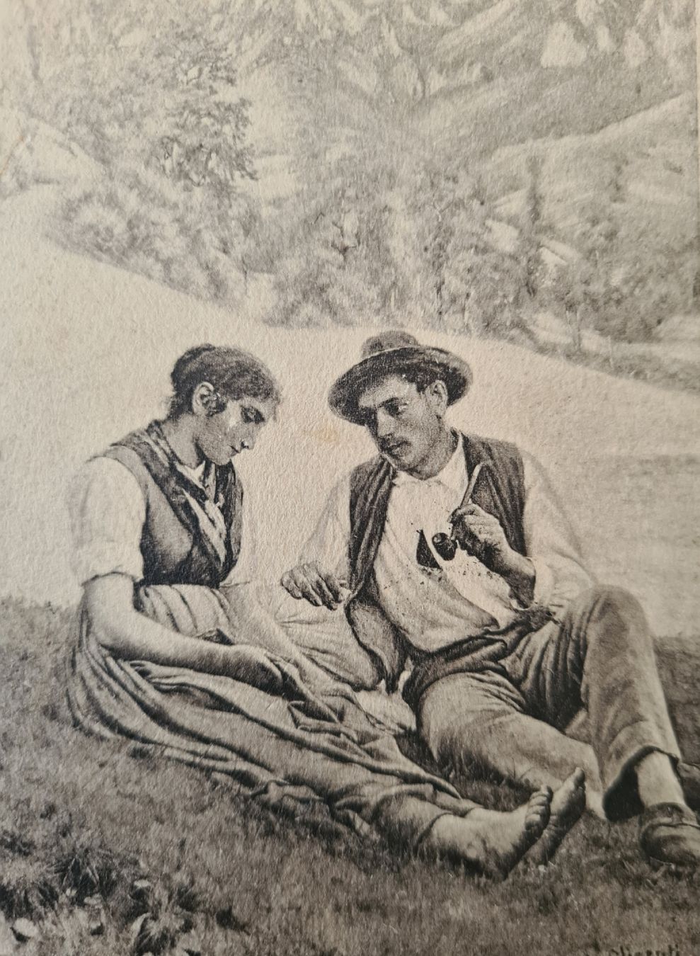 Cartoline postali: Romantisches Paar im Gespräch 1903 – Usato da Ebikon venduto da Donar50 1