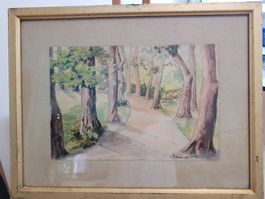 Aquarell (1945) - Waldlandschaft - Signiert & Datiert