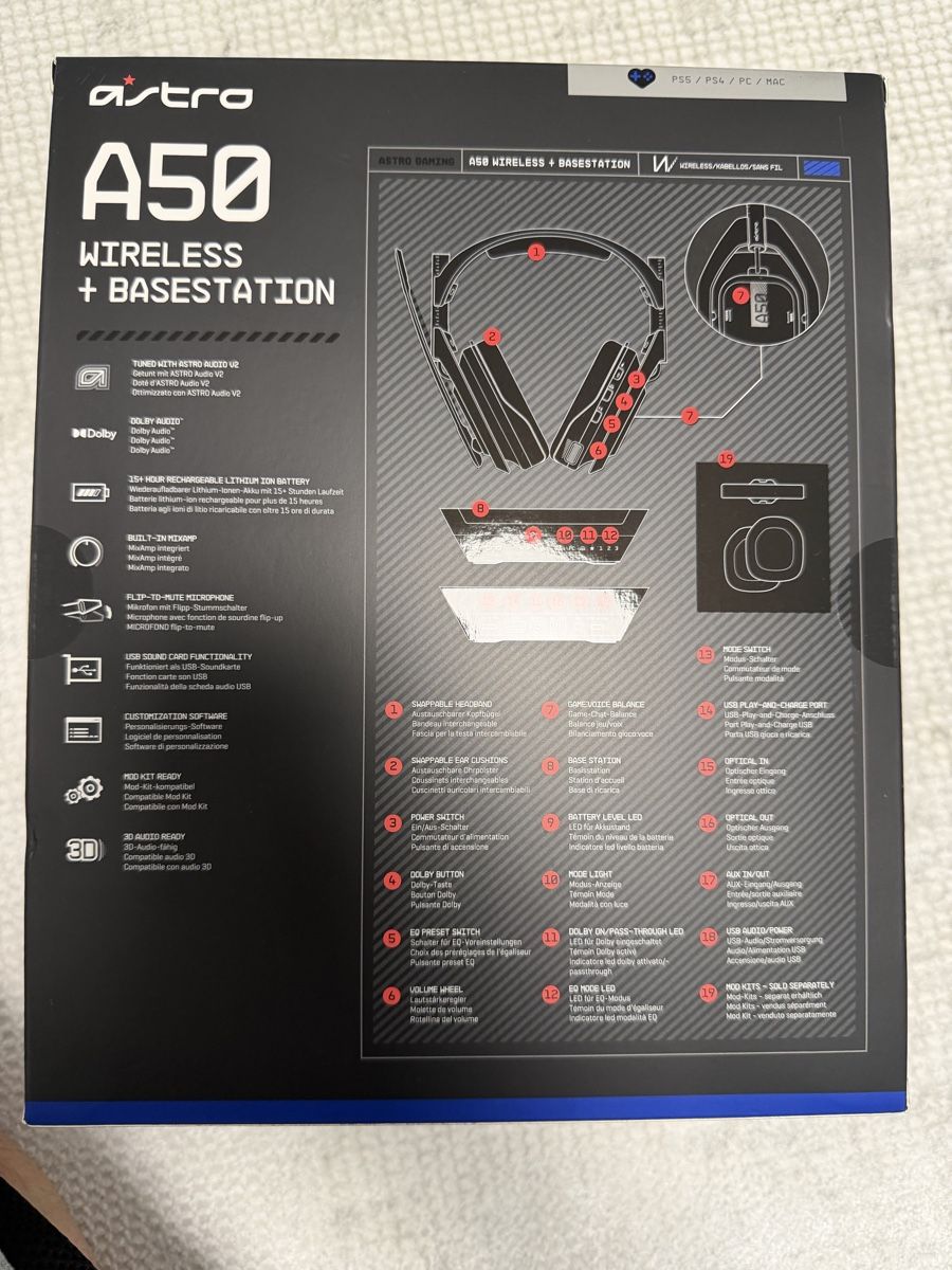 Astro Gaming Cuffie: Astro A50 Wireless + BaseStation Gaming Headset schwarz – Nuovo e nell'imballaggio originale da Sattel venduto da yas_cj5q 2