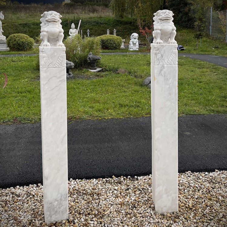 Tempellöwen 1,8m Wächterlöwen Marmorstein Stele China Garten Kaufen