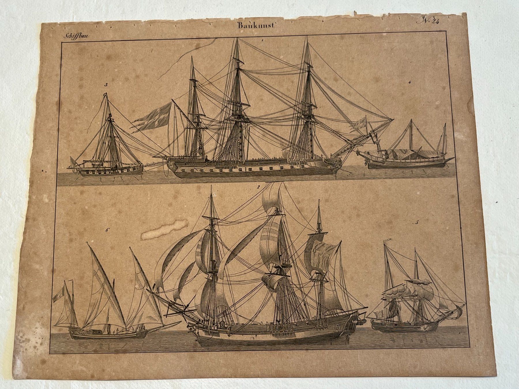 Grafica & Litografie: Six Lithographies Antiques de Construction Navales de 1833 – Usato da Lausanne venduto da charlie_lau24 6